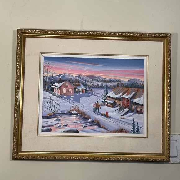 Murielle Hains  signed Oil on Canvas winter scene Painting - Picture 11 of 16